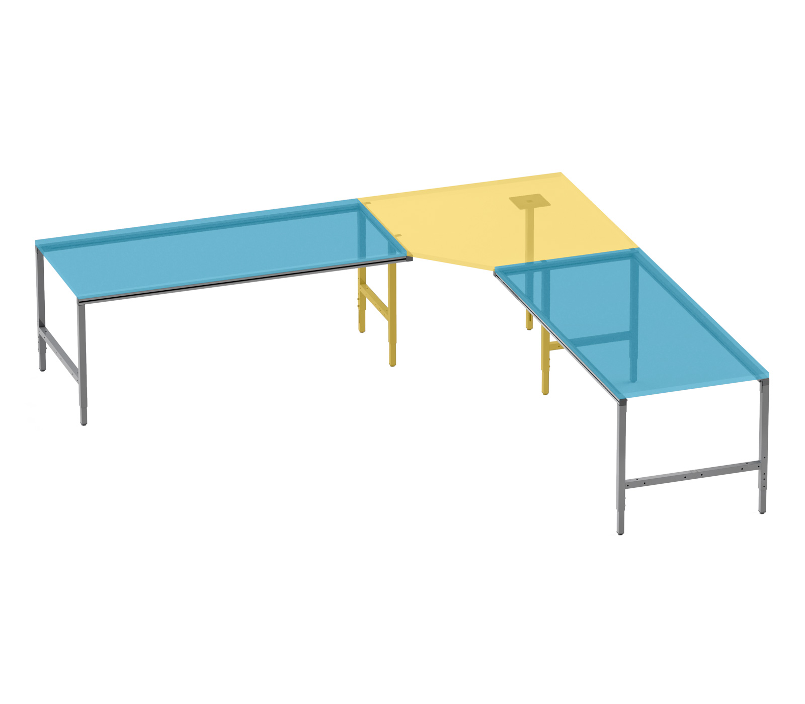Tischkombinationen Eckelement mit Anbaugestell und Eckgestell